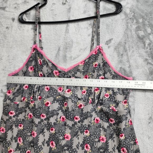 Rene Rofe Robe Womens XL Gray Pink Floral Lace Kimono Cami Top Lounge Casual 2pc - Picture 12 of 16